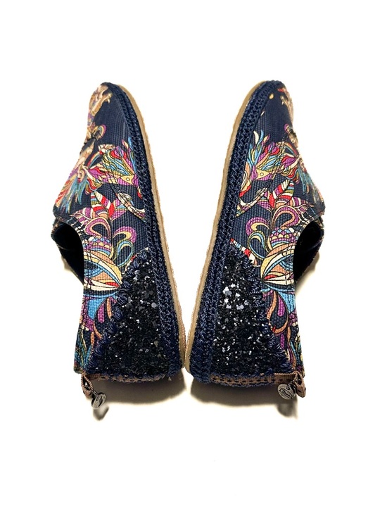 Sakroots Shoes - Sakroots Pheasants Loafer Flats Paisley Hummingbird Glitter Heel Slip On Sneaker